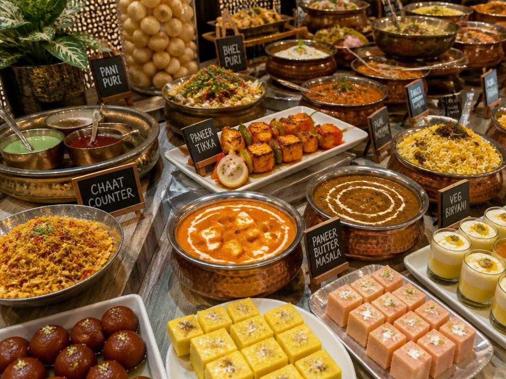 Sunday brunch buffet at Woodlands Wan Chai with a live chaat counter, paneer tikka, curries and Indian desserts